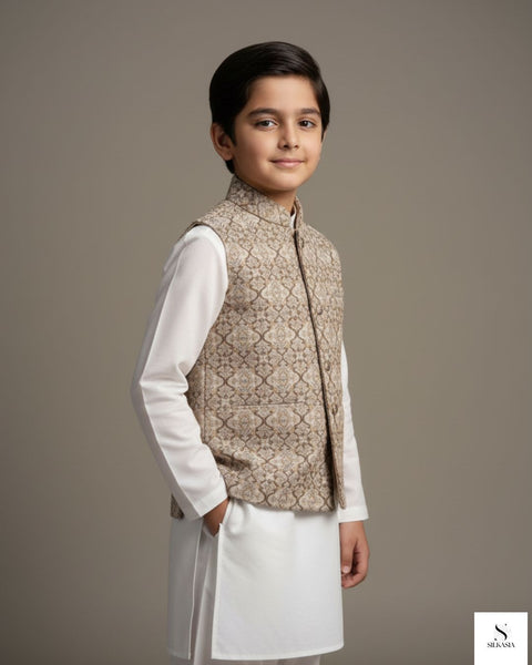 The Regal Gold Jamawar-Style Waistcoat