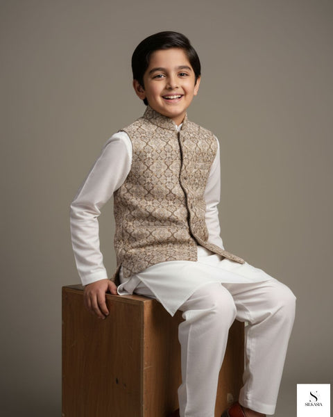 The Regal Gold Jamawar-Style Waistcoat