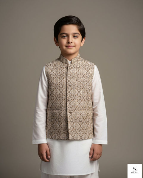 The Regal Gold Jamawar-Style Waistcoat